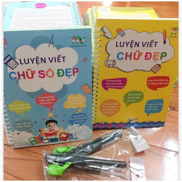 Combo Luyện Viết Chữ Đẹp - Số Đẹp Tự Bay Mực Cho Bé