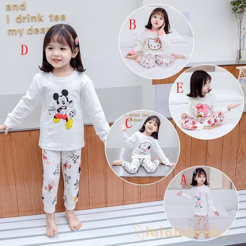 Bộ Đồ Ngủ Dài Tay Cổ Tròn In Họa Tiết Hoạt Hình Laa6-Girl