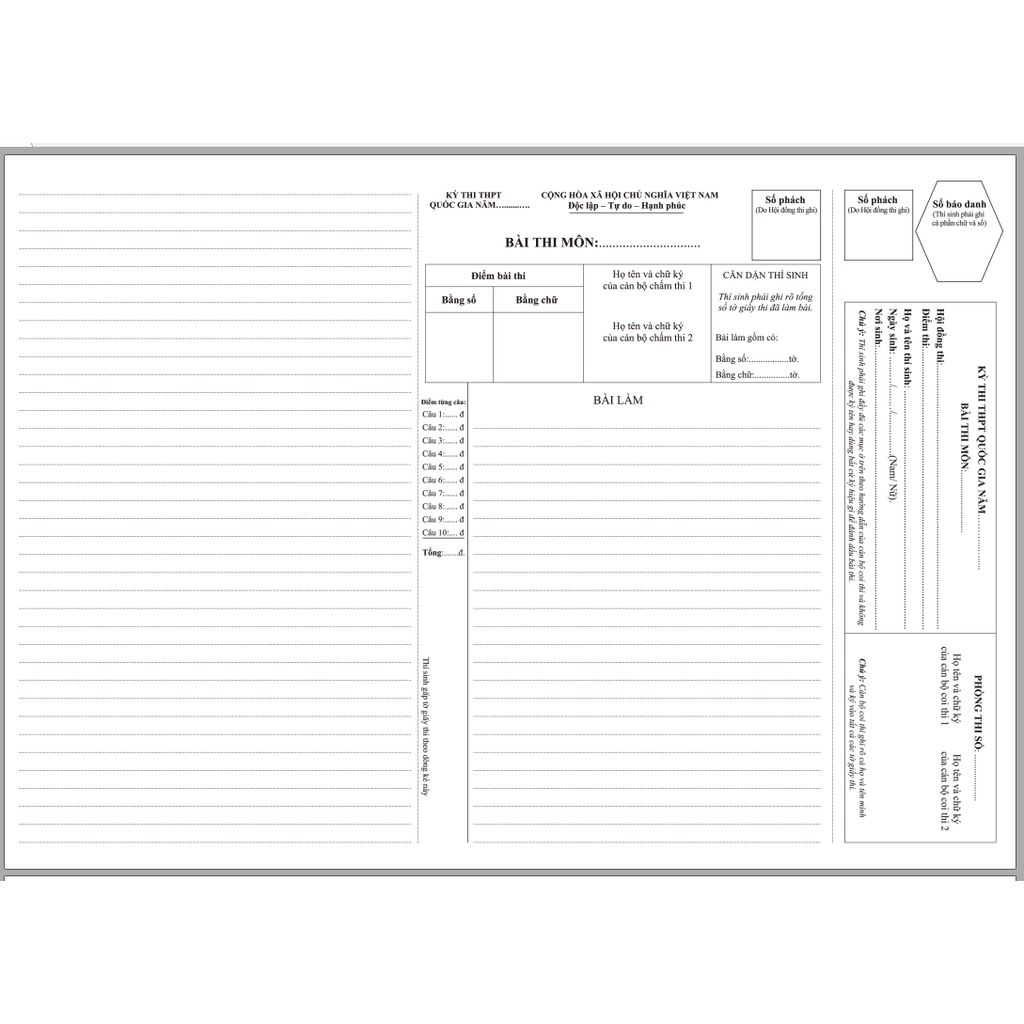giấy thi A3 phách ngang, phách dọc (100 tờ)