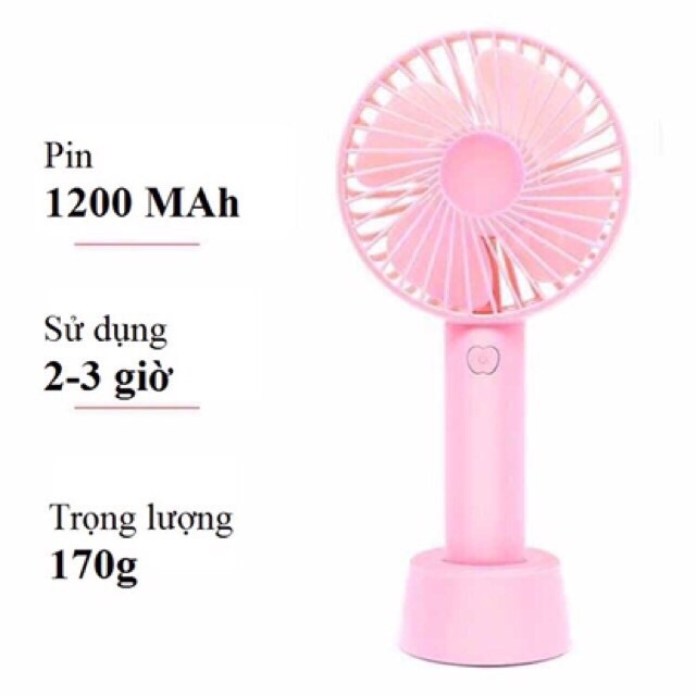 Quạt mini cầm tay đầy đủ phụ kiện pin , đế, dây sạc