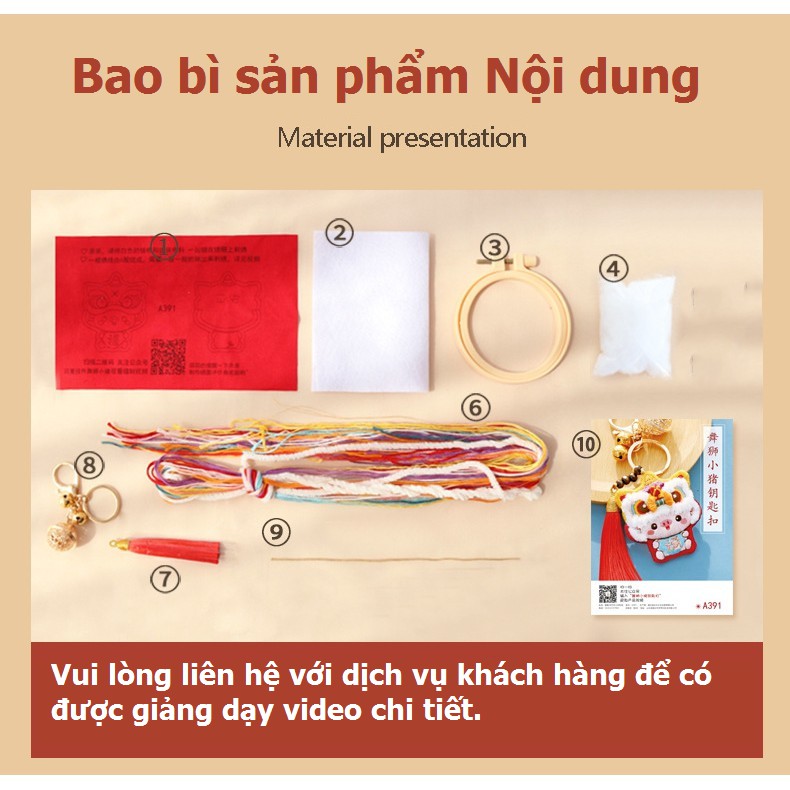 Thêu Handmade/Móc khóa thêu động vật 12 cung hoàng đạo/Novice cũng có thể dễ dàng thực hiện