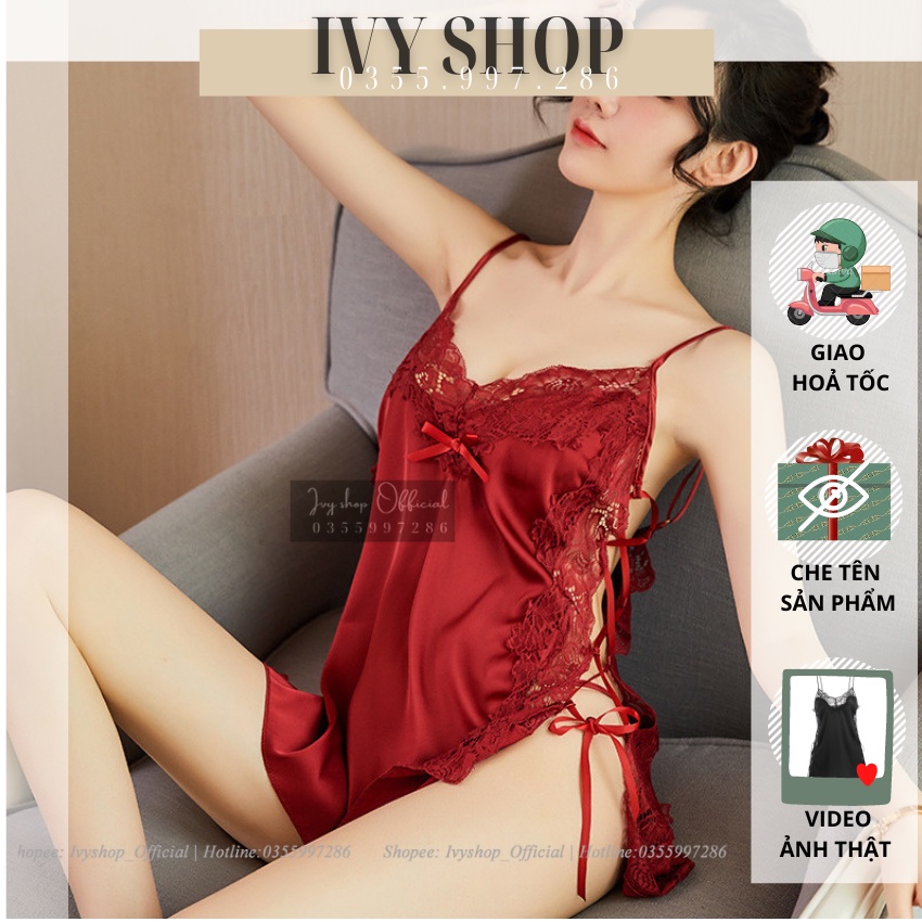 Váy Ngủ Phi Lụa Xẻ Sườn Xương Cá Gợi Cảm - XC170 - Đầm Ngủ Sexy Freesize, BigSize