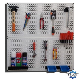 Tấm lưới đôi Pegboard màu trắng kèm phụ kiện treo FABINA - 2 tấm