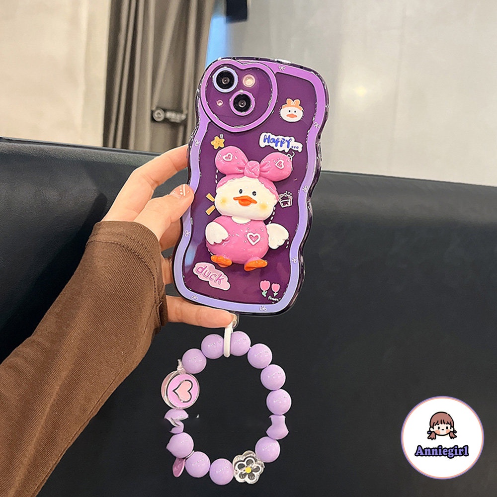 Ốp Điện Thoại TPU Dẻo Màu Tím Đậm Hình Chú Vịt 3D Dễ Thương Chống Trầy Cho IPhone 14 13 12 11 Pro Max X XS