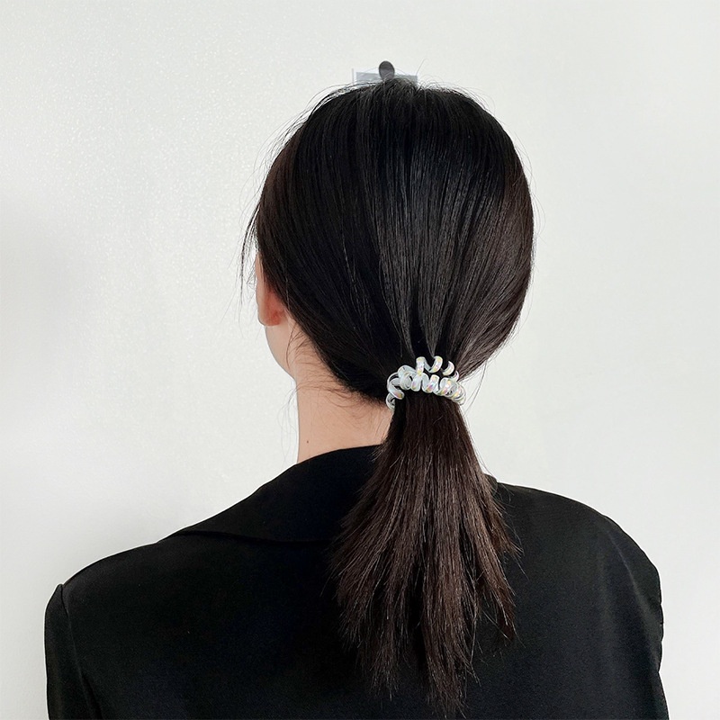 Chun cột tóc đen đơn giản phong cách Hàn Quốc, dây cột tóc lò xo nhựa màu trắng hồng,đen,xanh dành cho nữ