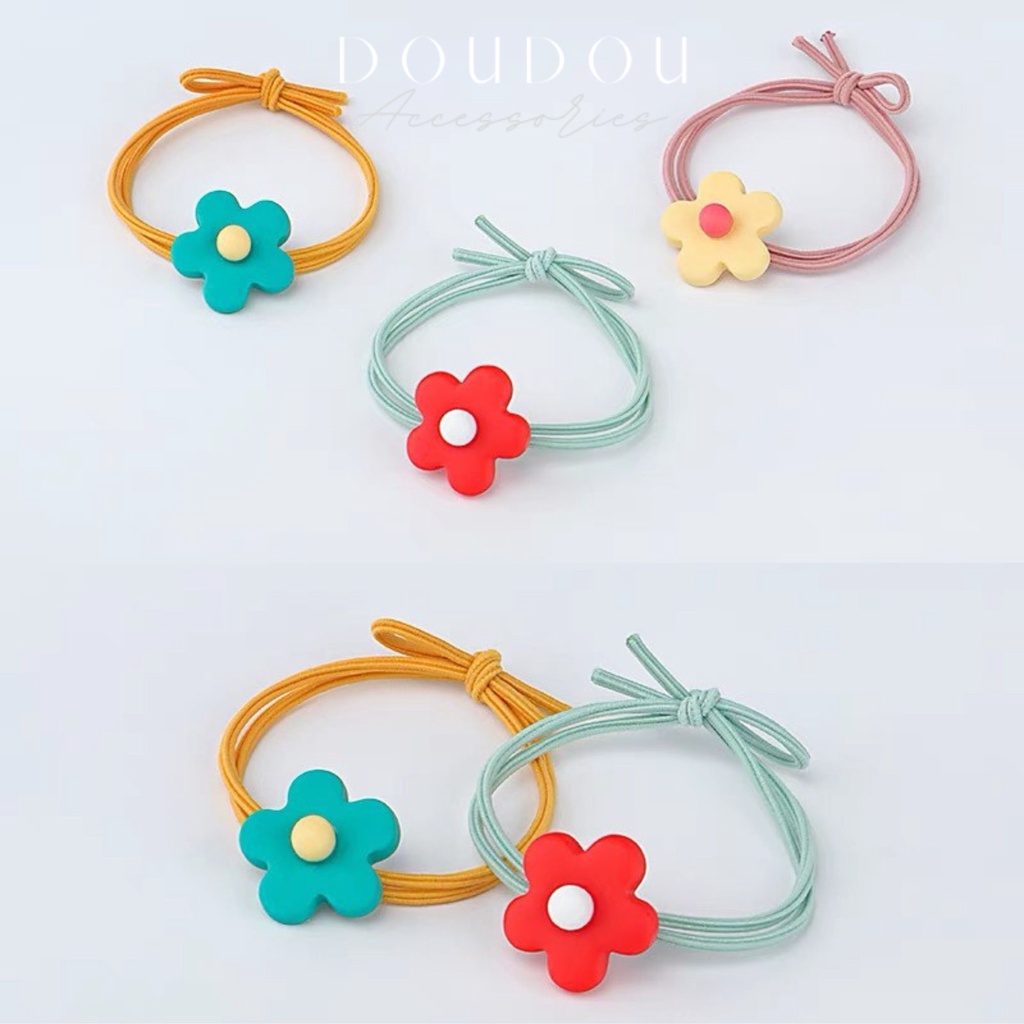 Dây cột tóc hoa nhí Doudou Dây buộc tóc hoa mặt trời nhiều màu sặc sỡ phong cách Hàn Quốc thời trang PJ001