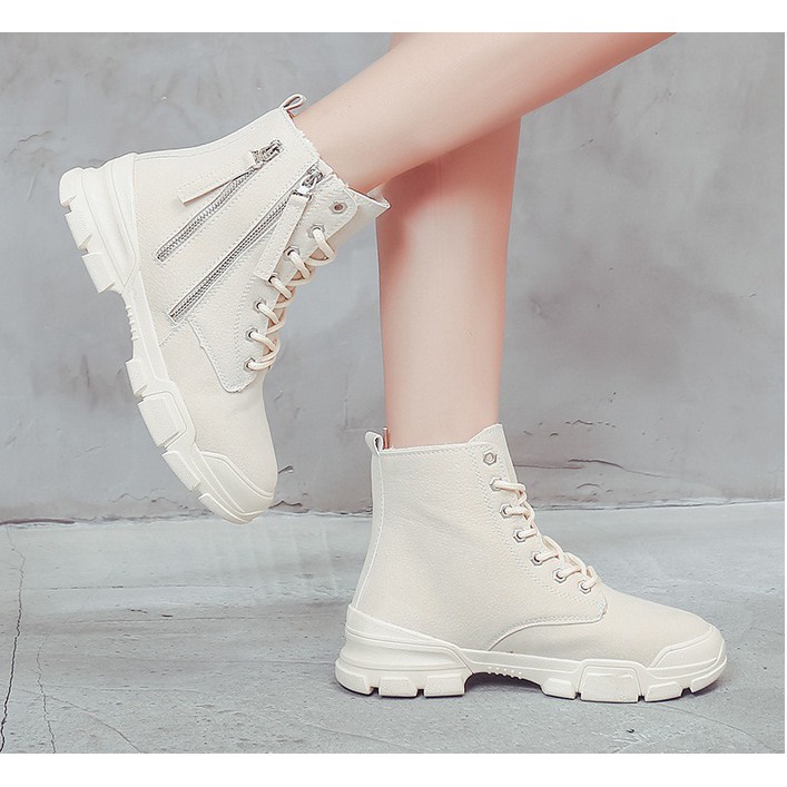 Có ảnh thật - Giày boot nữ cổ lửng không độn đế phong cách Hàn Quốc B135 . new new new . 2020 K . : : ♡