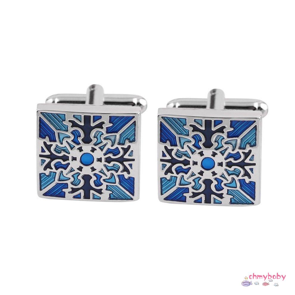 1 đôi Cổ điển dành cho nam giới tiệc cưới Quà tặng Áo sơ mi vuông màu xanh Cufflinks Cuff Links [8/19]