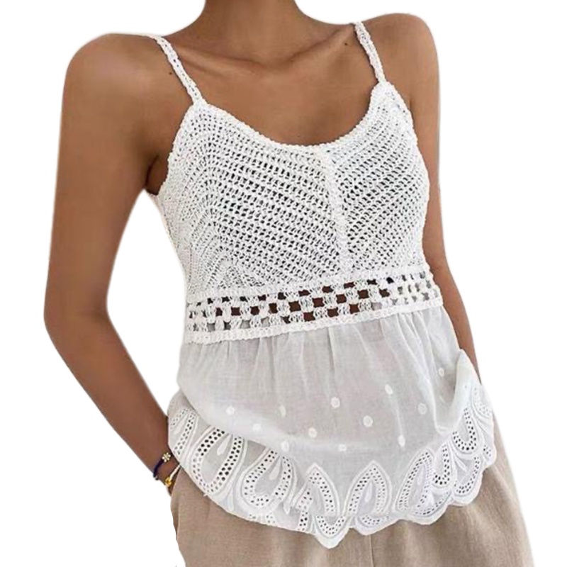 Áo Croptop Dệt Kim Không Tay Thêu Họa Tiết Thời Trang Cho Nữ