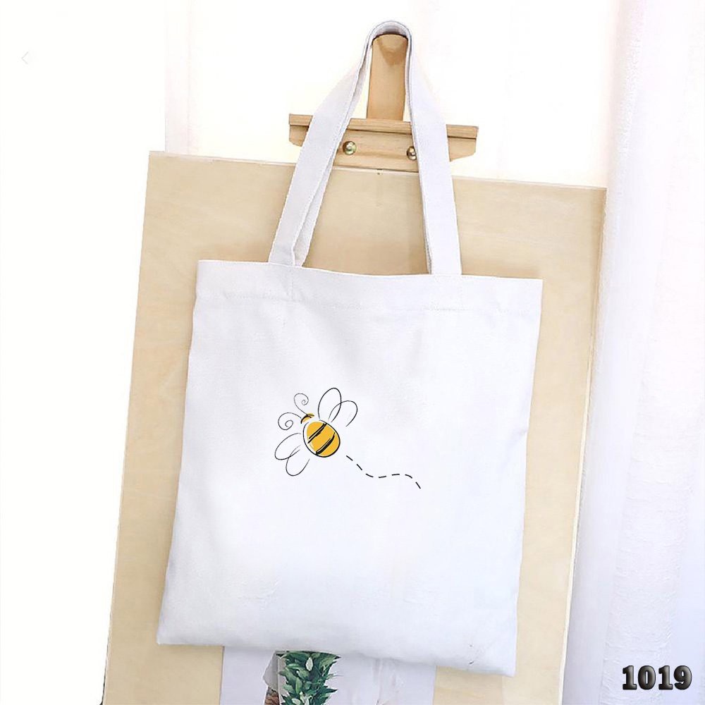 Túi Đeo Vai Vải Canvas Trắng Con Ong Bee Dễ Thương 1019 482 Hàng May Công Ty Chuẩn Đẹp