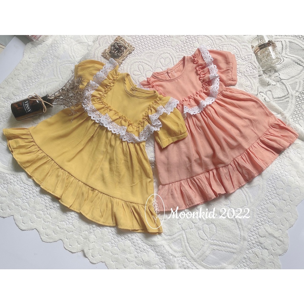 Váy đũi lạnh ren ngực cao cấp cho bé gái 8-20kg