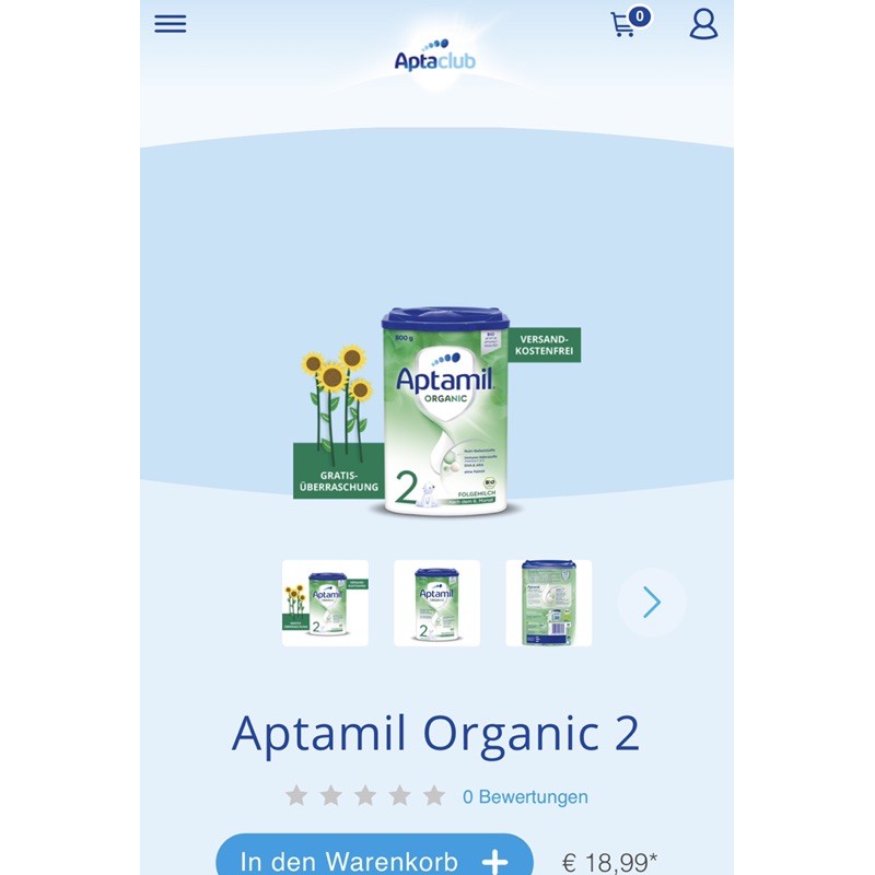 Sữa Aptamil Organic đủ số Pre , 1 , 2 nội địa Đức 🇩🇪