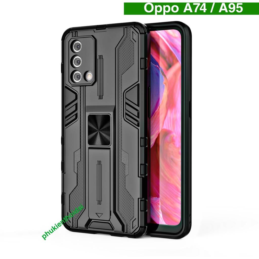 Ốp lưng Oppo A74 / Oppo A95 dùng chung Iron Man Ver 3 chống sốc giá đỡ mặt lưng cao cấp siêu bền