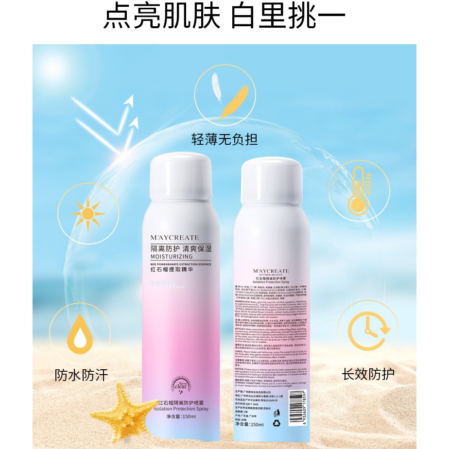 Xịt Chống Nắng Trắng Da Maycreate 150ml Spf35