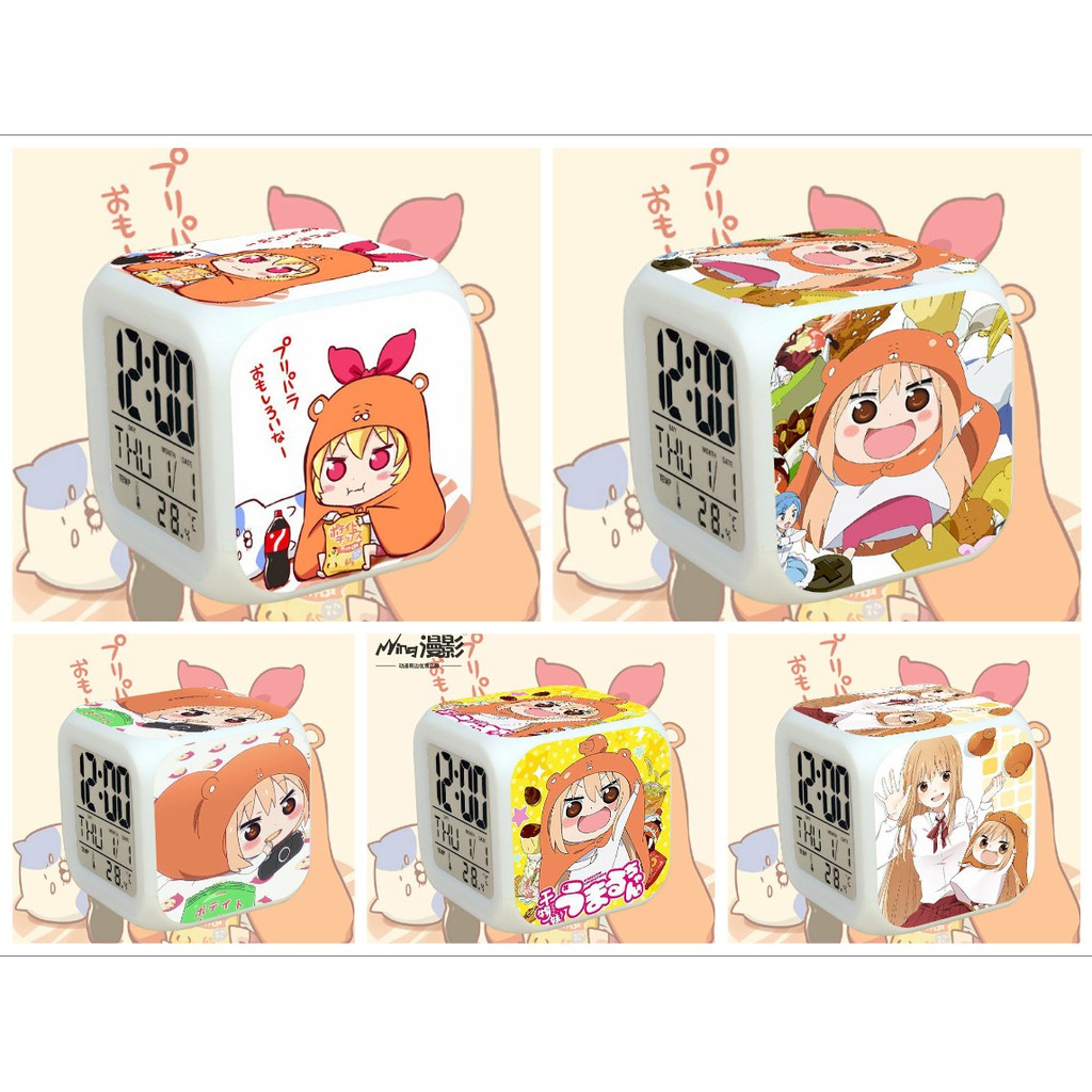 Đồng hồ báo thức để bàn in hình CÔ EM GÁI HAI MẶT Himouto! Umaru-chan đèn LED đổi màu anime chibi tiện lợi xinh xắn