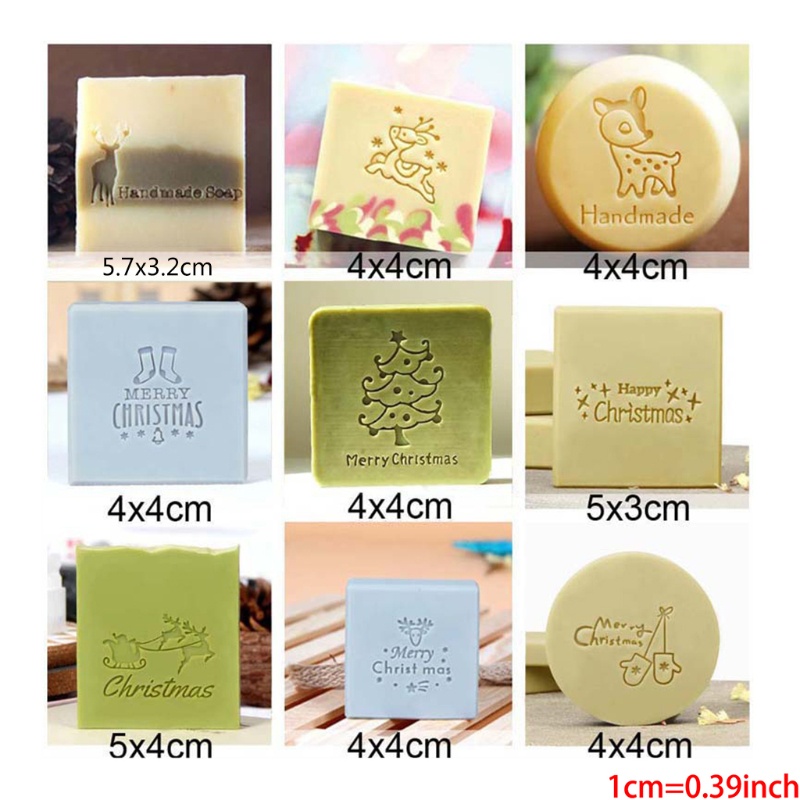 Con dấu bằng acrylic trong suốt họa tiết tùy chọn phong cách giáng sinh dùng để làm xà phòng DIY