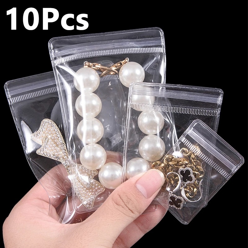 Set 10 Túi Nhựa PVC Trong Suốt Đựng Trang Sức Thời Trang