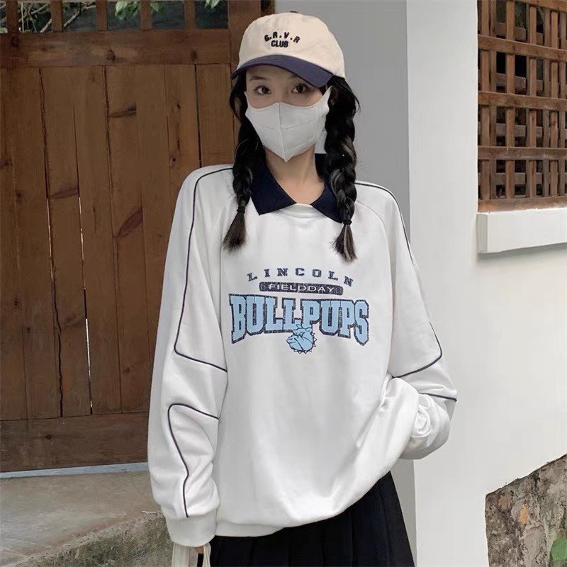 Áo Sweater nữ cổ bẻ siêu xinh dáng Unisex chất liệu nỉ phong cách cá tính TMH026