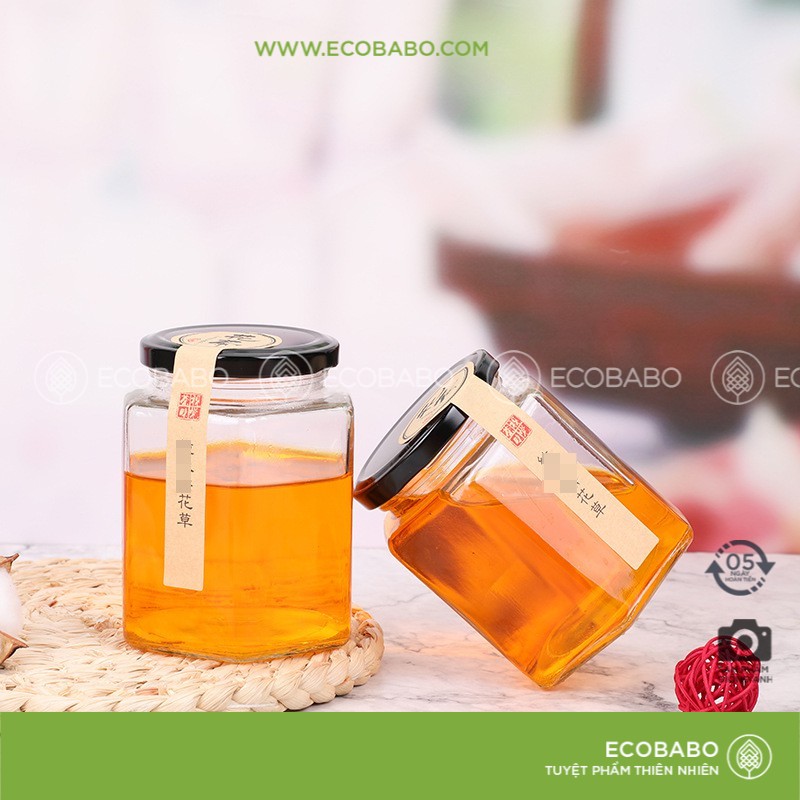 Lo thủy tinh lục giác JIMMEAL nắp chống tràn kim loại đựng thực phẩm, chất lỏng, đồ khô nhiều size- ECOBABO