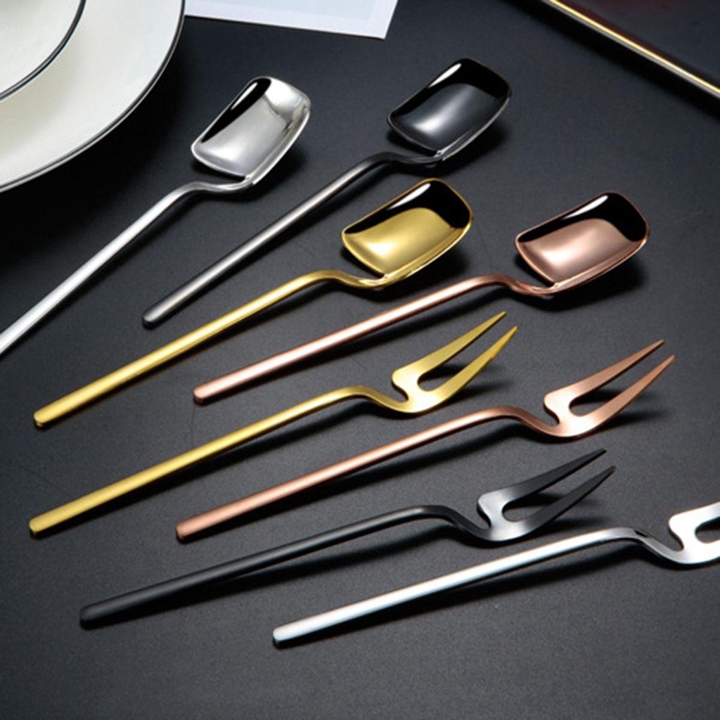 Muỗng / Nĩa Khuấy Bằng Inox Hình Vuông Tiện Dụng