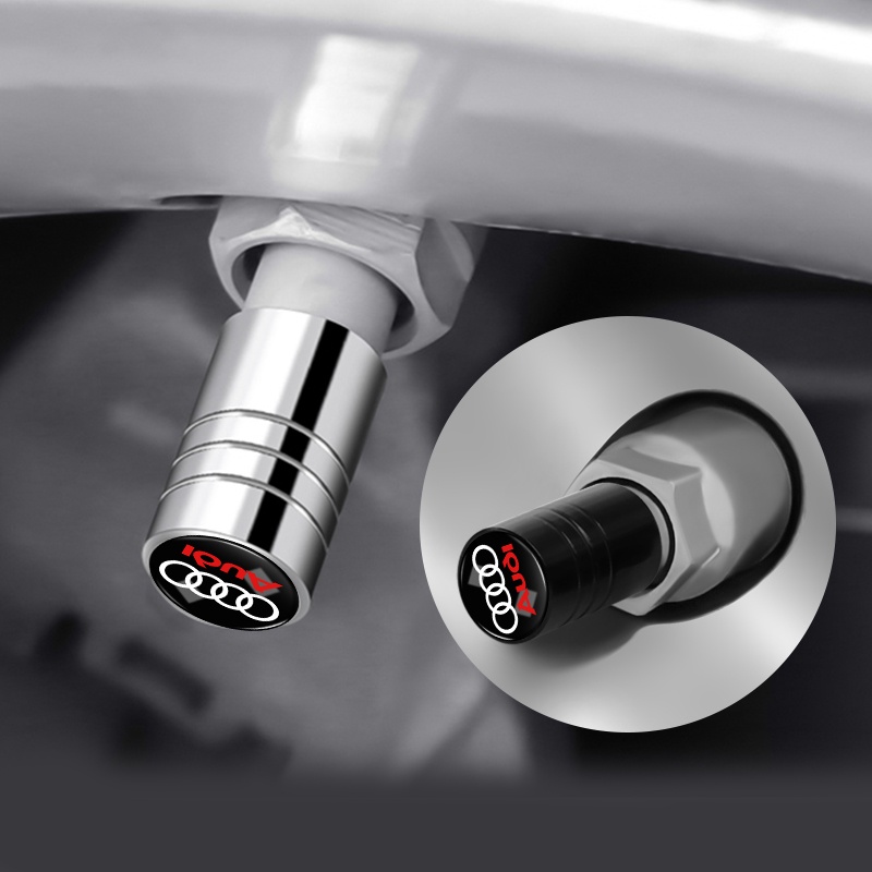 Set 4 Nắp Van Lốp Xe Hơi Bằng Nhôm Màu Đen / Bạc Cho Audi A3 8P A6 C5 A4 B6 B8 S4 RS4 S5 B9 S3 8V RS3 S6 S8 S2 S7 SQ5 SQ7