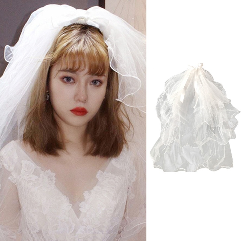 Mạng Che Mặt Nhiều Lớp Đính Hạt Dùng Trang Trí Đám Cưới