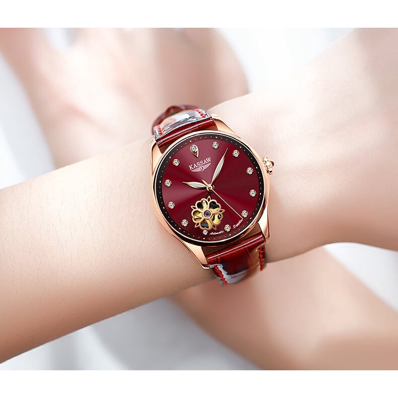Đồng hồ nữ chính hãng KASSAW K993-1 Kính sapphire,chống xước,Chống nước 50m,BH 24 tháng,Máy cơ(Automatic),dây da xịn