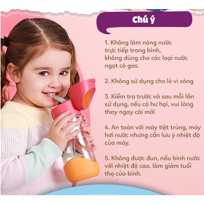 Bình Nước B.BOX Tritan Cho Bé 450ml cao cấp an toàn cho bé, có thể chịu nhiệt cao - Herbaby