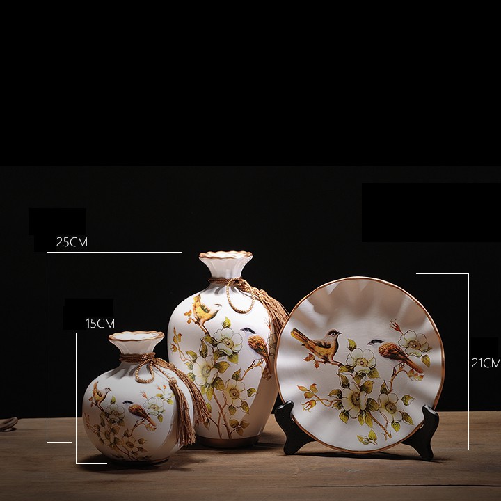 Bộ bình đĩa Decor trang trí 3 món_TE0049