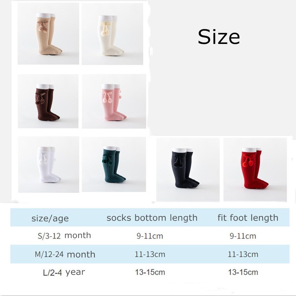 1 Đôi Vớ Cotton Đính Bóng Lông Nhiều Màu Dễ Thương Giữ Ấm Mùa Thu Đông Cho Bé Sơ Sinh