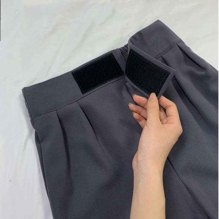 Quần tây nữ ống rộng lưng cao cạp dán dáng xuông đứng dài vải đen mềm Quần ống rộng suông nữ khóa trước đi học công sở