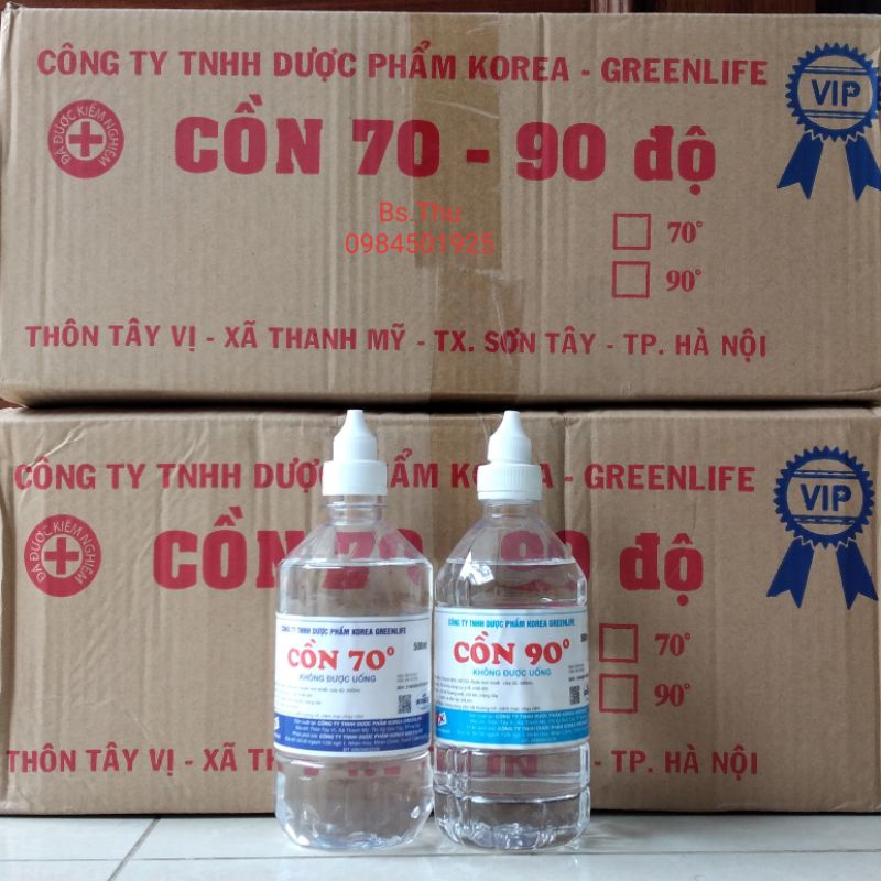 Combo 8 chai cồn Y tế Ethanol 70 độ - cồn 90 độ (thể tích 500ml/chai)