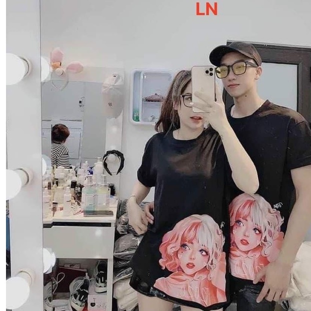 Áo Thun Nam Nữ Hình cô gái hồng 5D | Chất Liệu Cotton 65/35 | Phong Cách Hàn Quốc