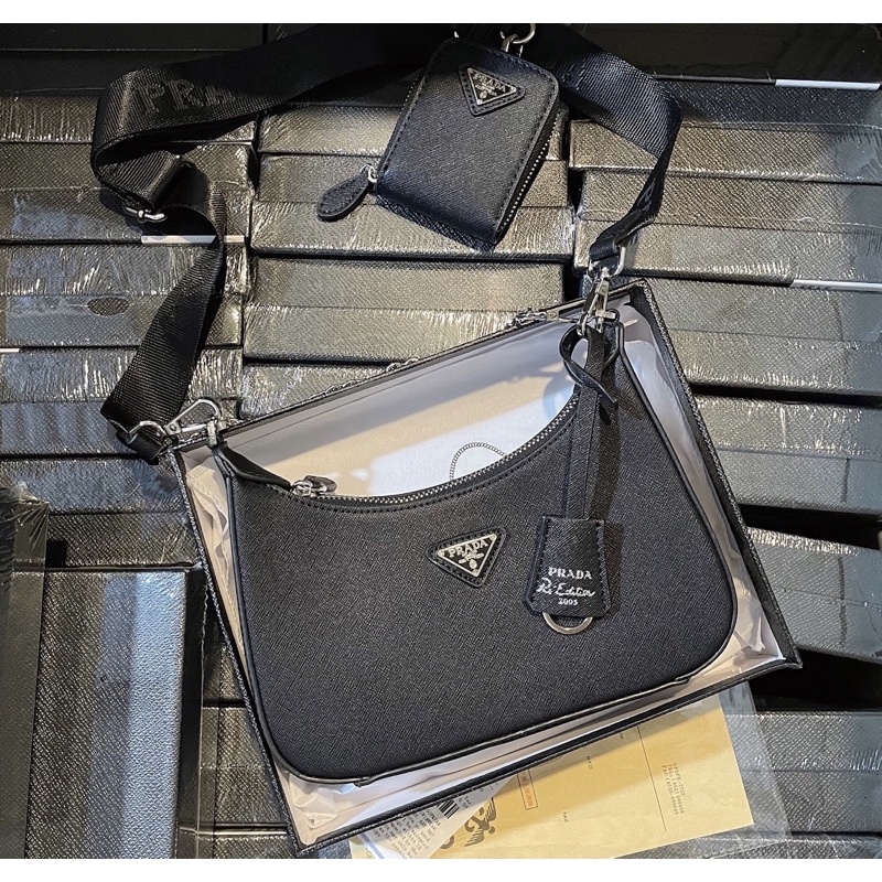 Set túi đeo chéo Pra da xước kèm túi nhỏ bao đẹp fullbox