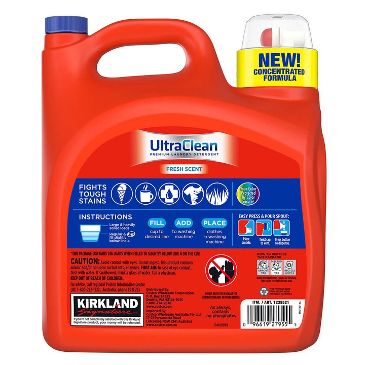 Nước giặt Kirkland Signature Ultra Clean - Fresh Scent, 5.73L