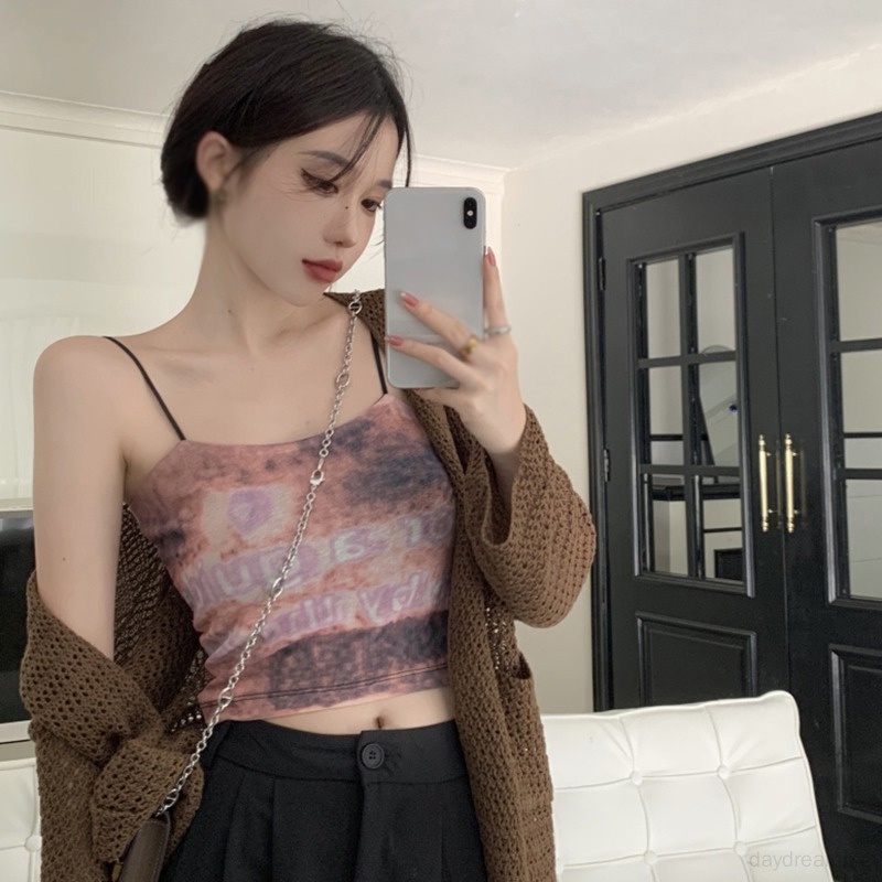 Áo Tank Top Hai Dây Ôm Dáng Phong Cách Hàn Quốc Quyến Rũ Dành Cho Nữ