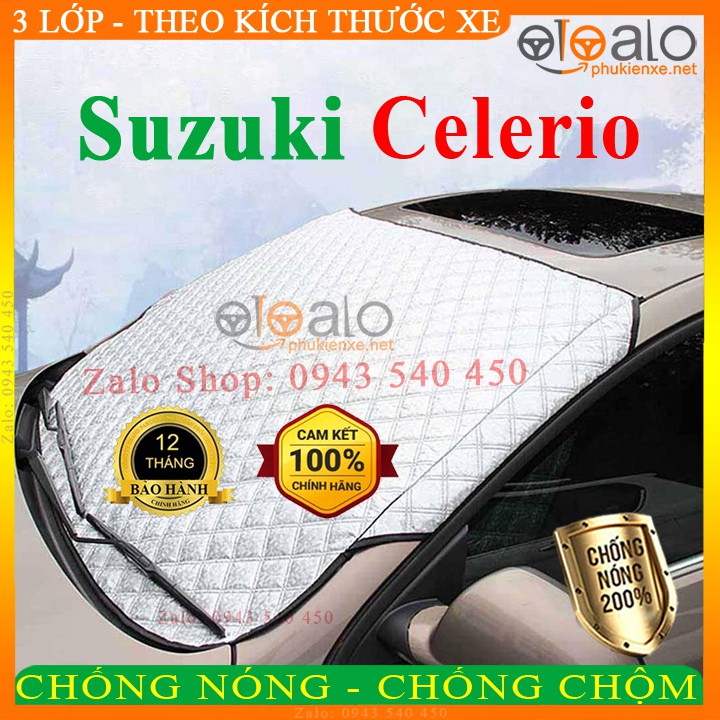 Tấm che nắng kính lái xe Suzuki Celerio 3 Lớp Cao Cấp - Màu Bạc - OTOALO