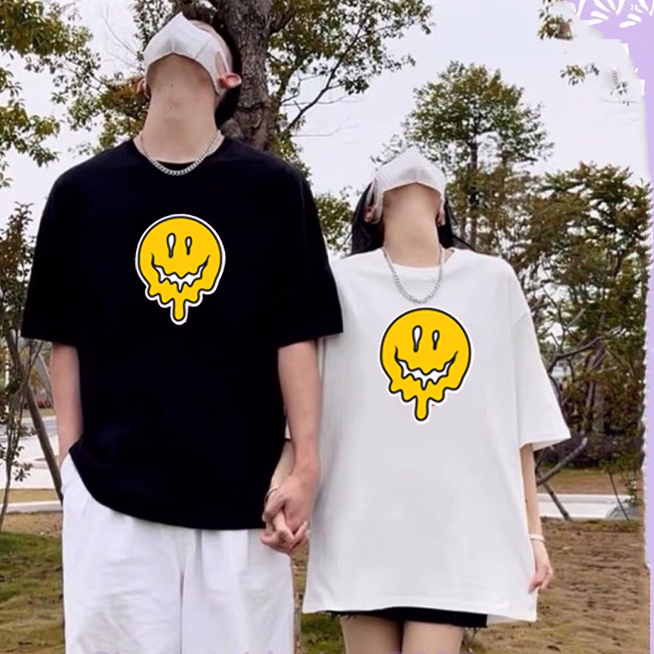 Áo thun unisex fom rộng tay lỡ  nam nữ mặt cười drew siêu đẹp