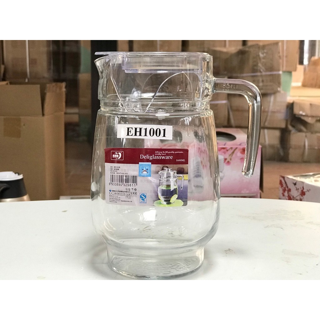 Bình ca thủy tinh trơn đựng nước 1300ml