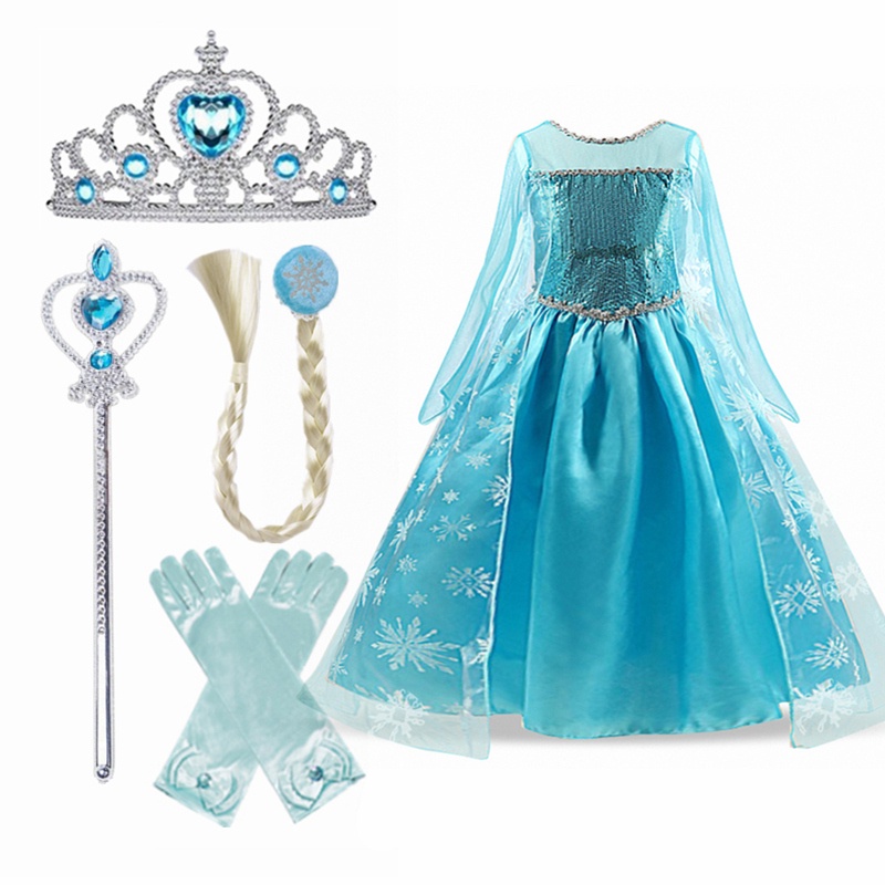 Bộ đầm công chúa kèm phụ kiện NNJXD hóa trang nhân vật Elsa cho bé gái