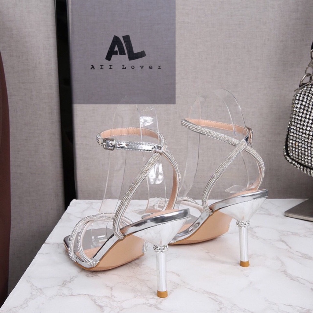 GIÀY CAO GÓT ALI LOVER - GUỐC NỮ QUAI MẢNH ĐÍNH ĐÁ - GIÀY CAO GÓT DÂY CHÉO HẬU THUN BLING BLING BLING - AG201254