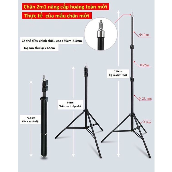Cao cấp, chân đèn livestream, chân máy ảnh dài 2m1
