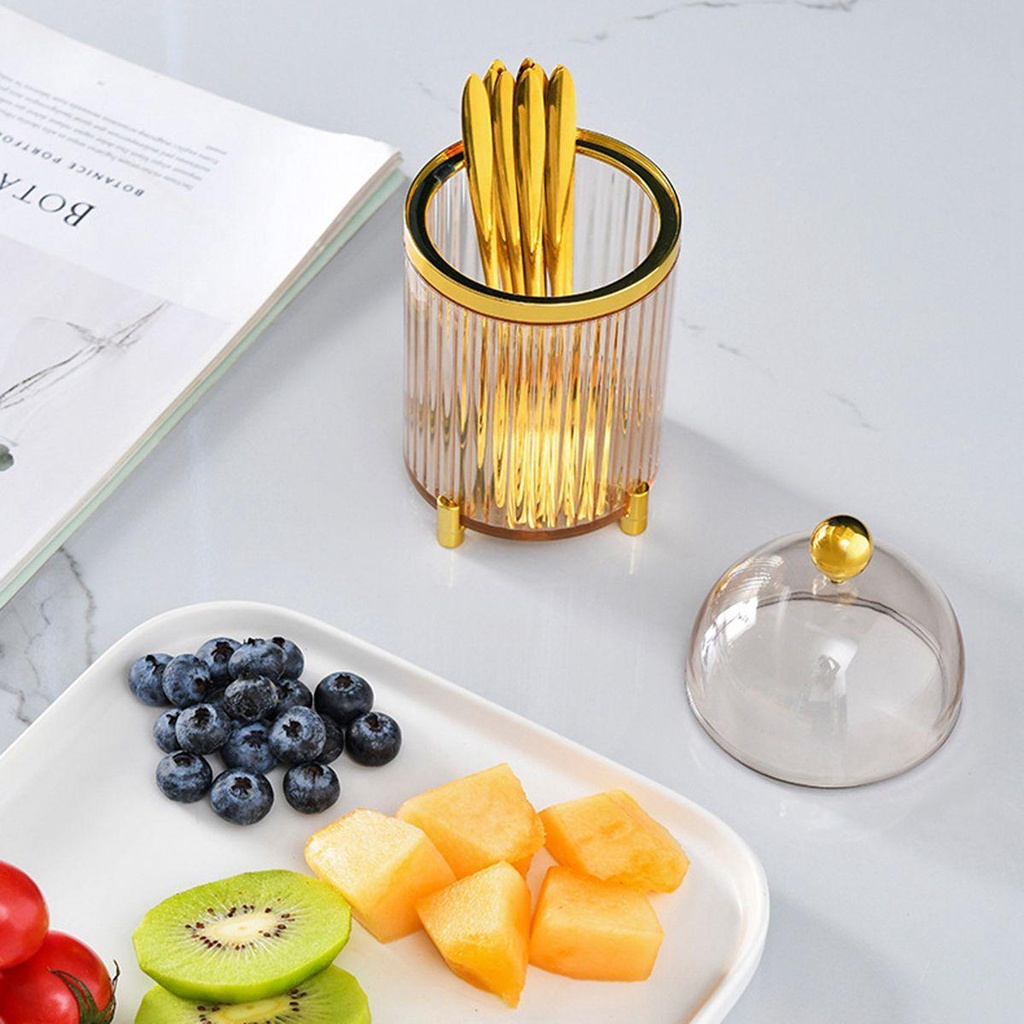 YIYU Nĩa Ăn Trái Cây Kèm Hũ Đựng Bằng Thép Không Gỉ