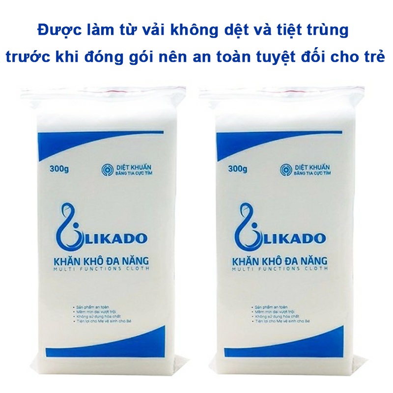 Khăn khô đa năng Likado, Giấy khô đa năng 300g chính hãng mềm mịn không mùi an toàn cho bé (270 tờ) BBShine – KH007