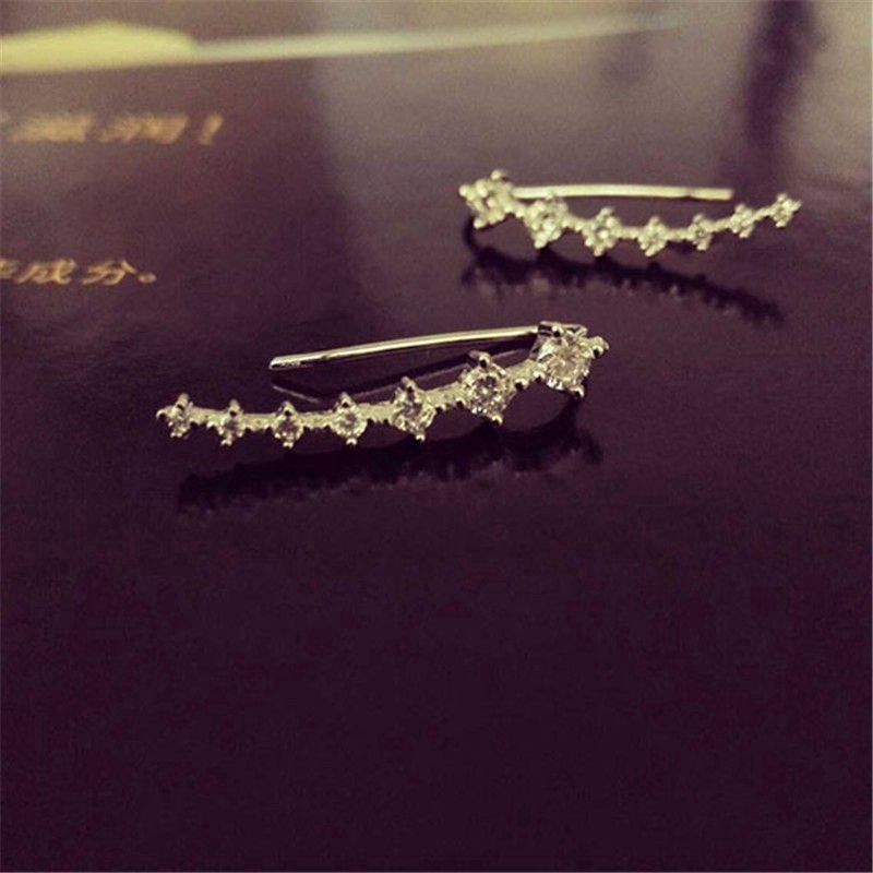 Khuyên tai móc đính đá giả kim cương đơn giản thanh lịch sang trọng phong cách Hàn Quốc dành cho bạn nữ