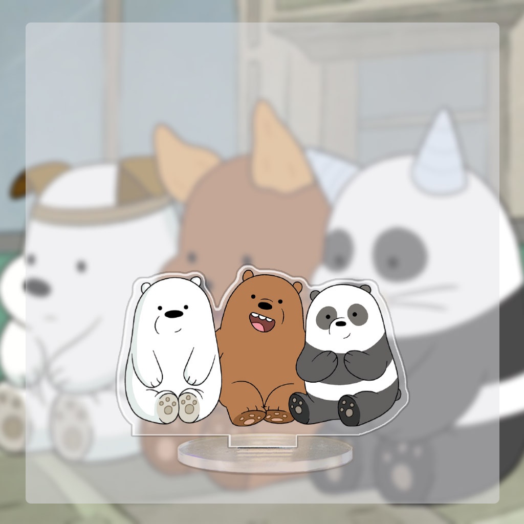Mô hình đứng standee in hoạt hình We Bare Bears anime trang trí góc học tập bàn làm việc cao 5 đến 8 cm