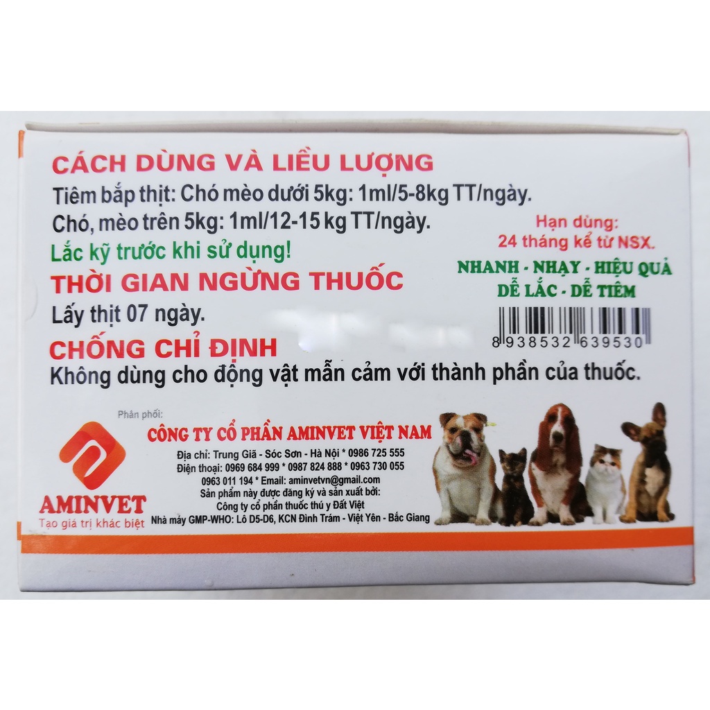 1 lọ AMOVET 20 LA 5ml Sản phẩm cao cấp dùng tốt cho chó, mèo