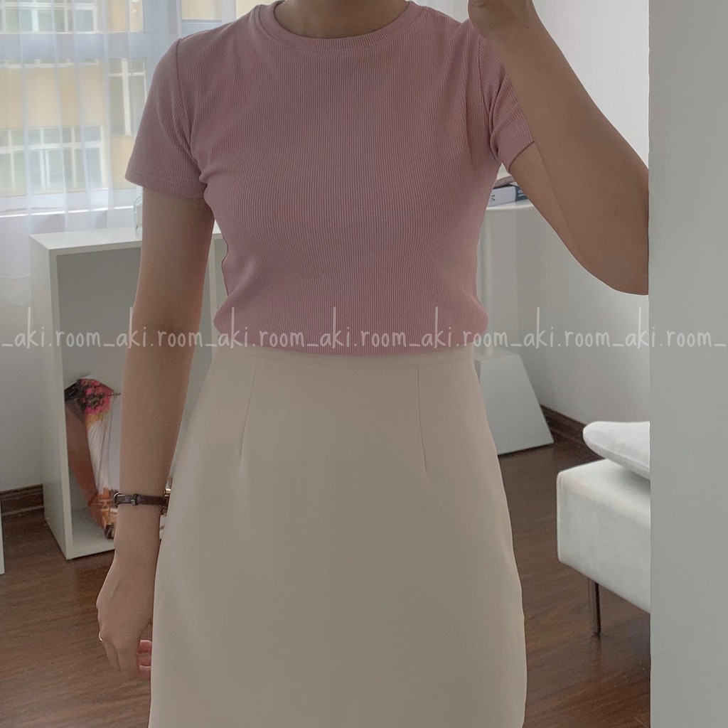 Áo thun tăm, áo thun gân trơn cổ tròn basic chất dày dặn co giãn