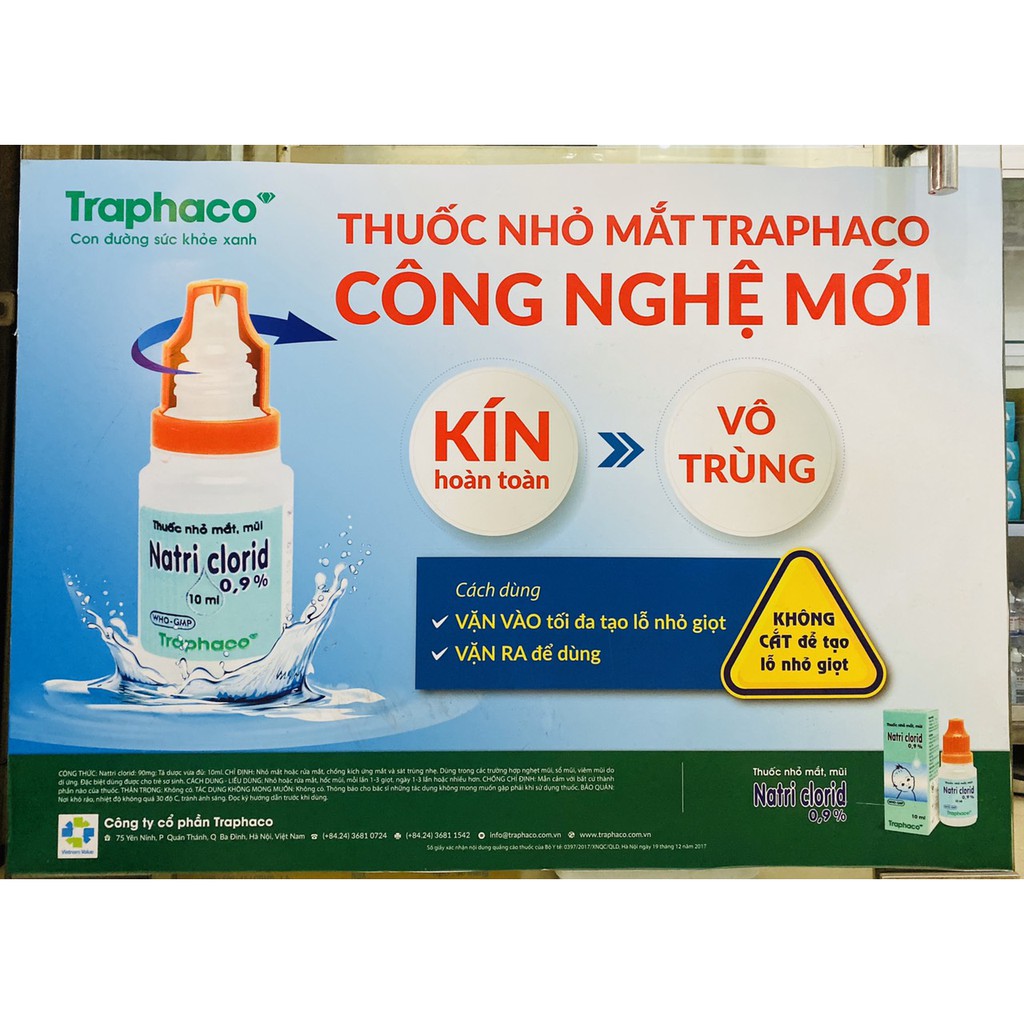 NƯỚC MUỐI SINH LÝ NATRI CLORID 0,9% - Lốc 10 chai.