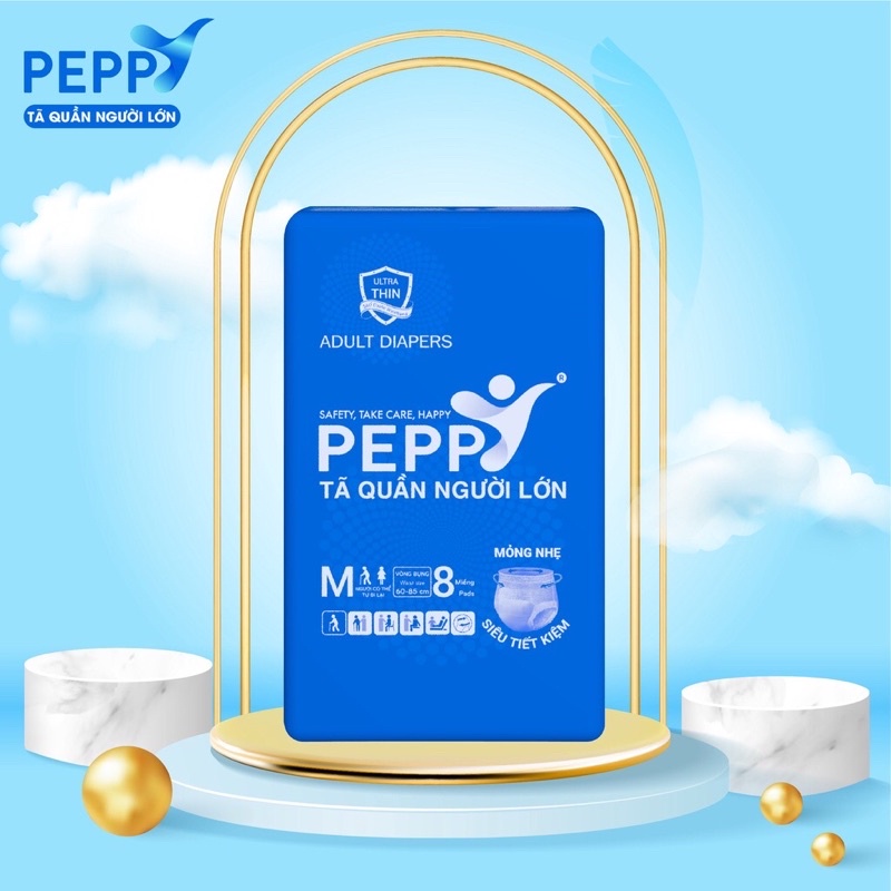 Combo 10 gói Tã bỉm quần người lớn Peppy Kerry size M8/L7 miếng/gói mềm mại khô thoáng